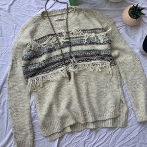 Abercrombie Reverse Stitch Fringe Sweater